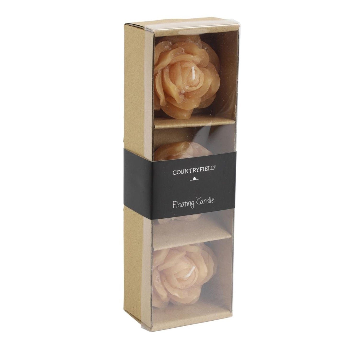 Candele galleggianti Countryfield con fiori color ambra
