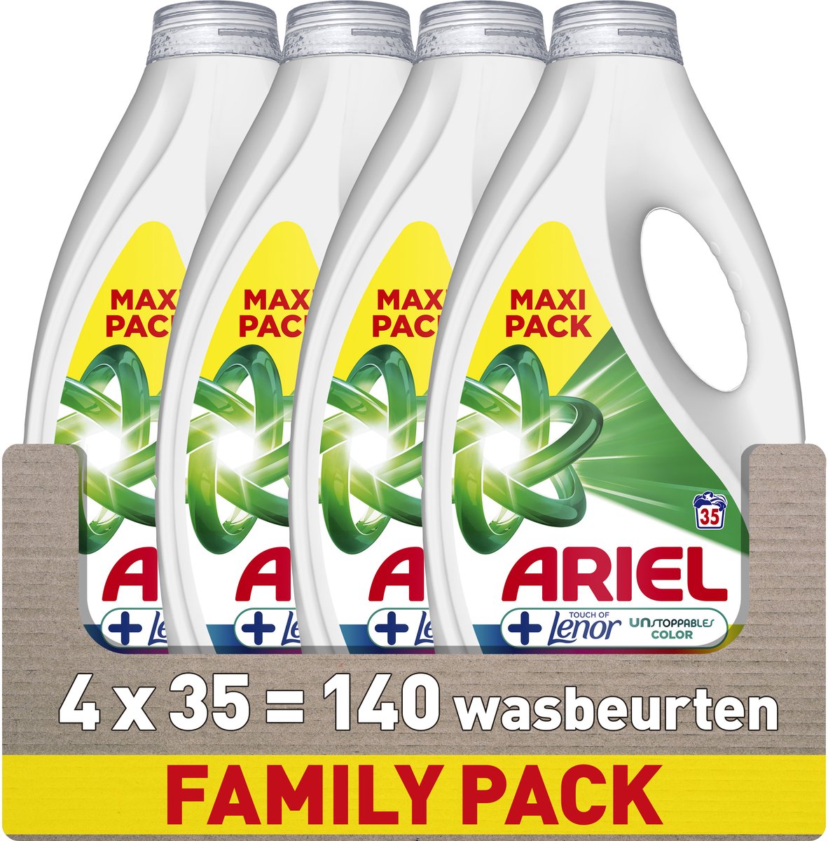 Detergente Ariel +toque de color lenor imparables - 4 x 35 lavados