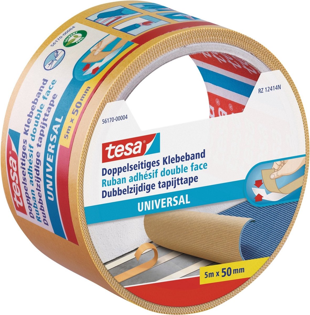Tesa 1054493 - nastro per moquette universale 5m x 50mm | 6 pezzi