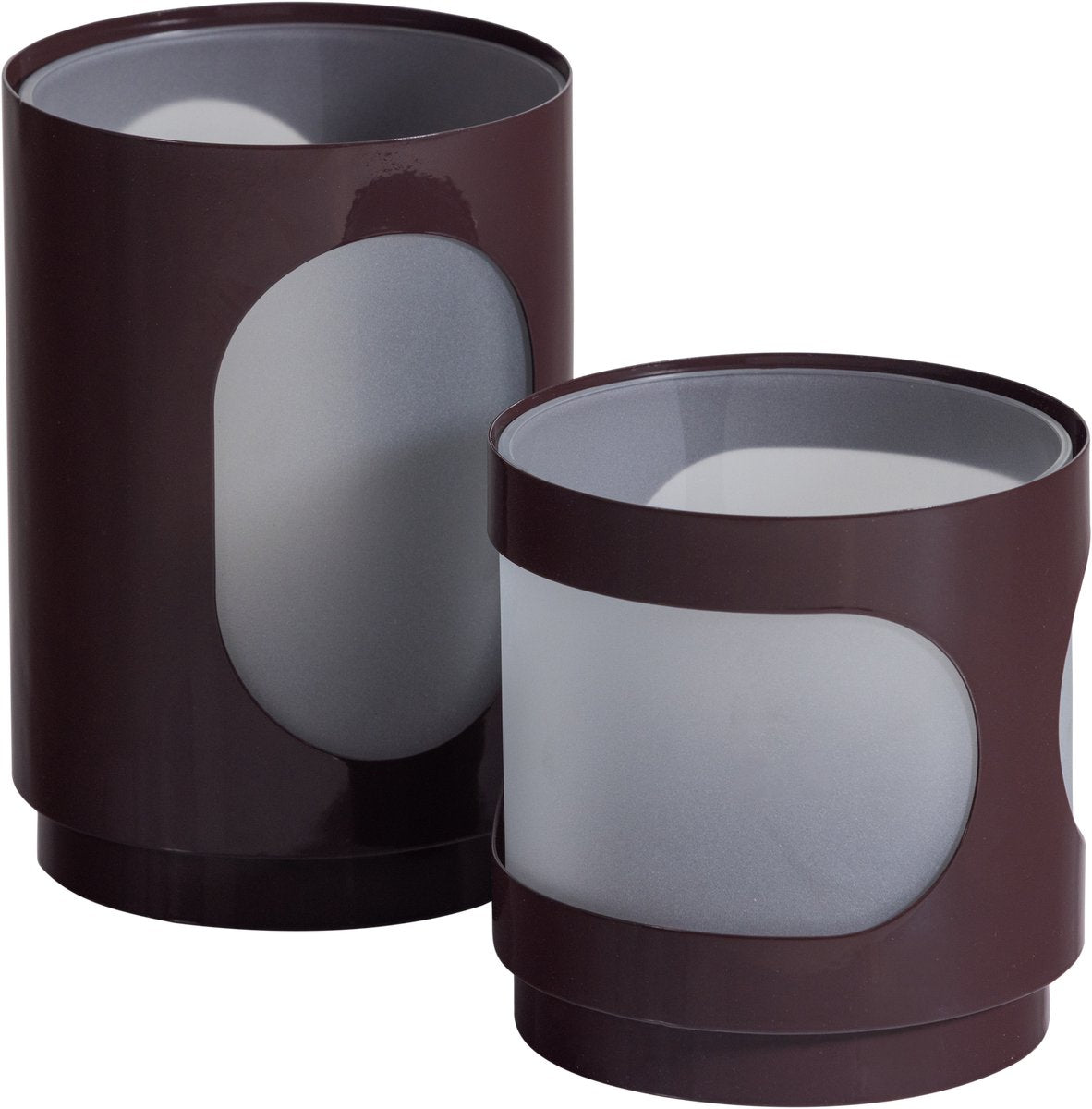 Lanterne Tavo in legno - vetro metallo - marrone - set di 2