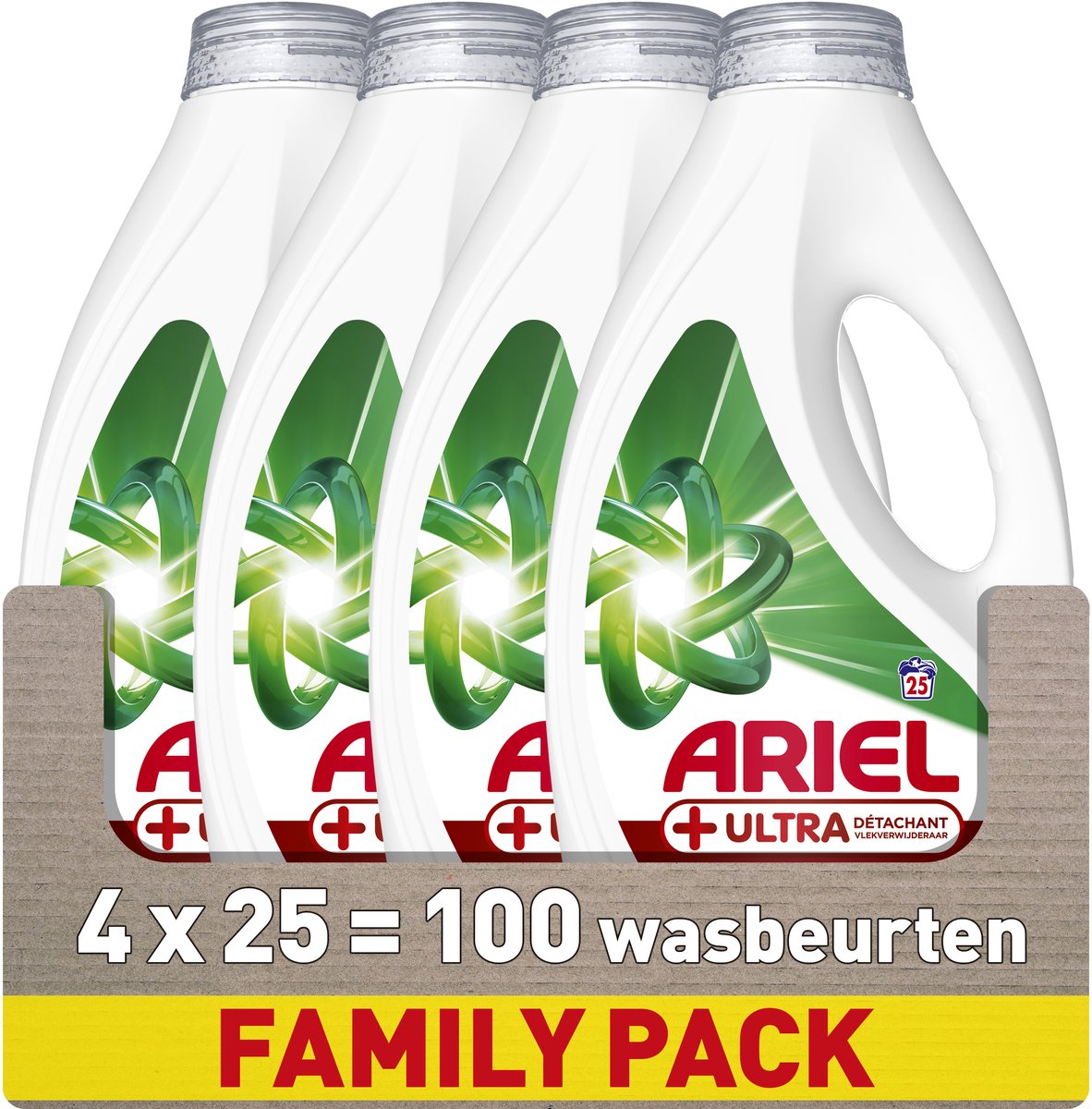 Detergente líquido Ariel + ultra quitamanchas - 4 x 25 lavados