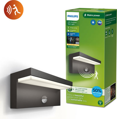 Lampada da parete Philips LED Philips Bustan - ultra efficiente - antracite - con sensore - 3,8w