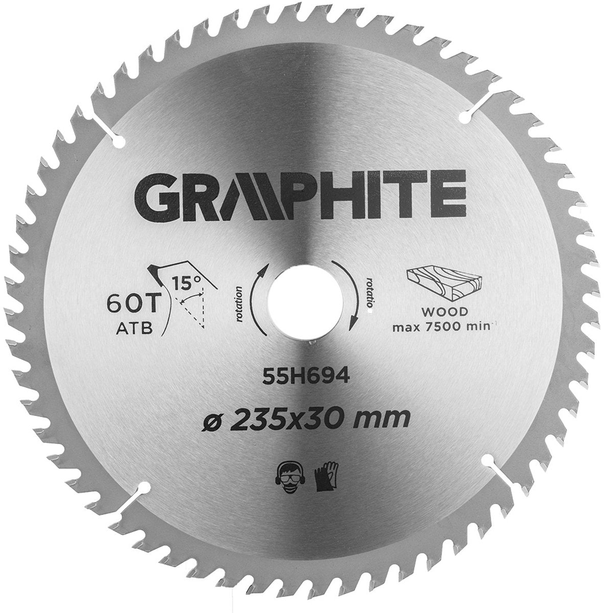 Graphite - cirkelzaagblad - 235 mm - 60 tanden - widiakern