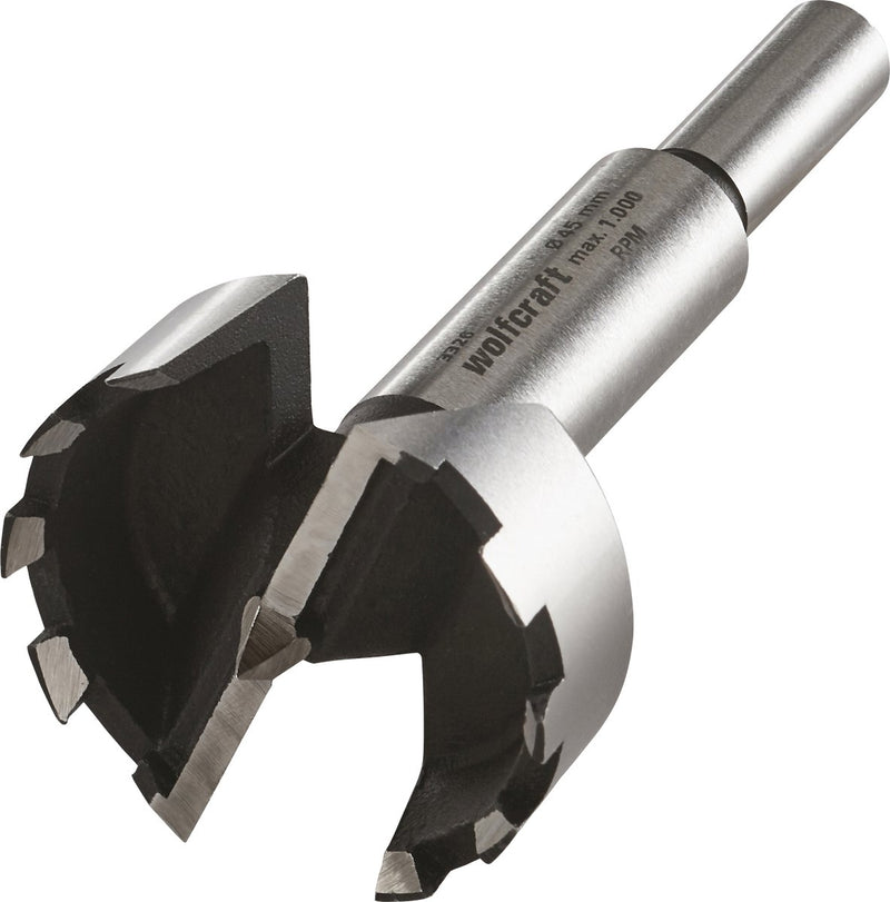 Wolfcraft - taladro para bisagras 45 mm - taladro forstner - taladro cilíndrico para madera - 3326000