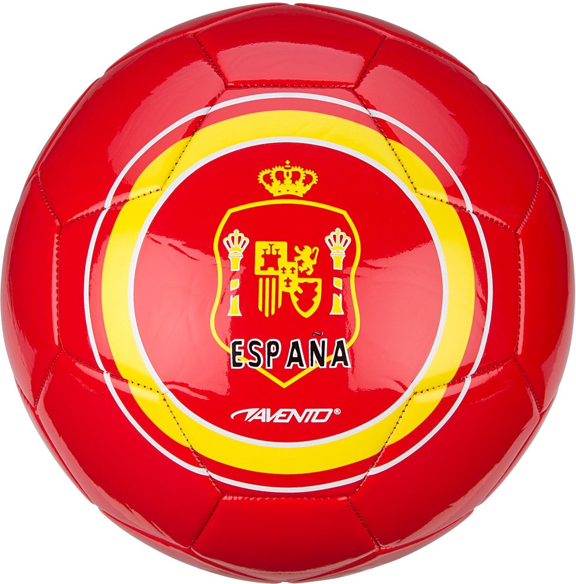 Avento voetbal glossy - world soccer - rood geel - spanje - maat 5 - ⌀ ca. 22 cm