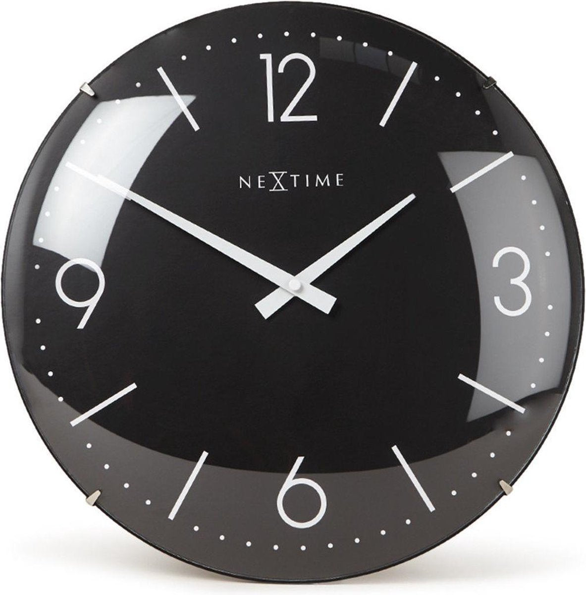 Nexttime Basic Dome – Orologio da parete – 35 cm – Vetro convesso – Nero