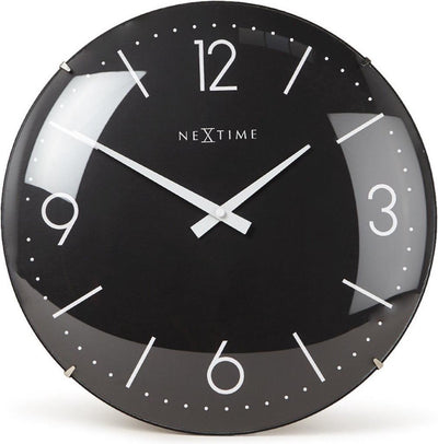 Nexttime basic dome – wall clock – 35 cm – convex glass – black