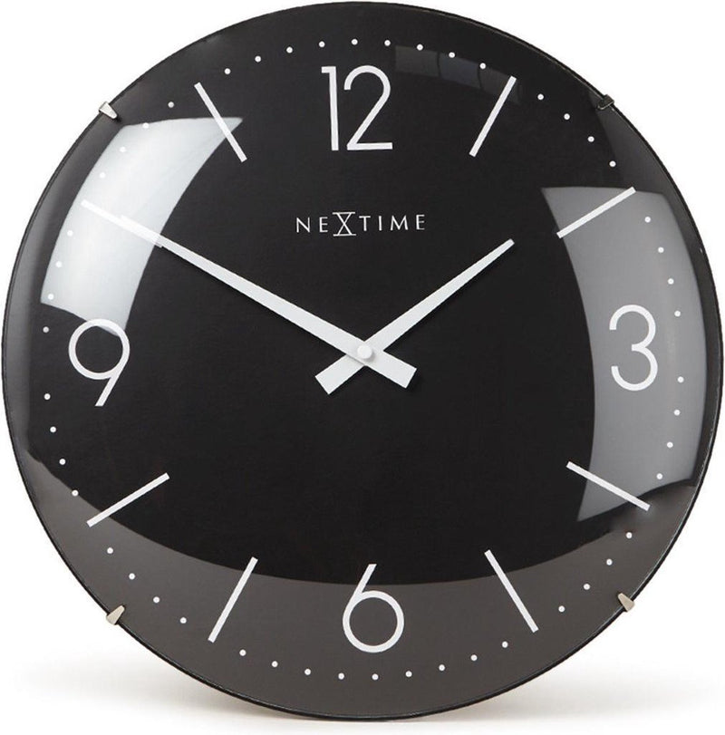 Nextime basic dome – wandklok – 35 cm – bol glas – zwart