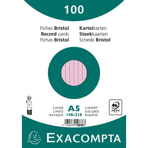 Fichas exacompta 10838se papel rosa