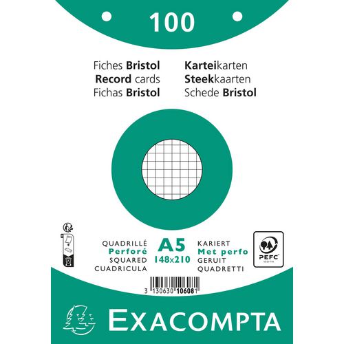 Indexkaarten exacompta 10608e wit papier