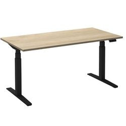 Escritorio para sentarse o pararse ceha ade2plhl189q9005rew roble melamina blanca, metal