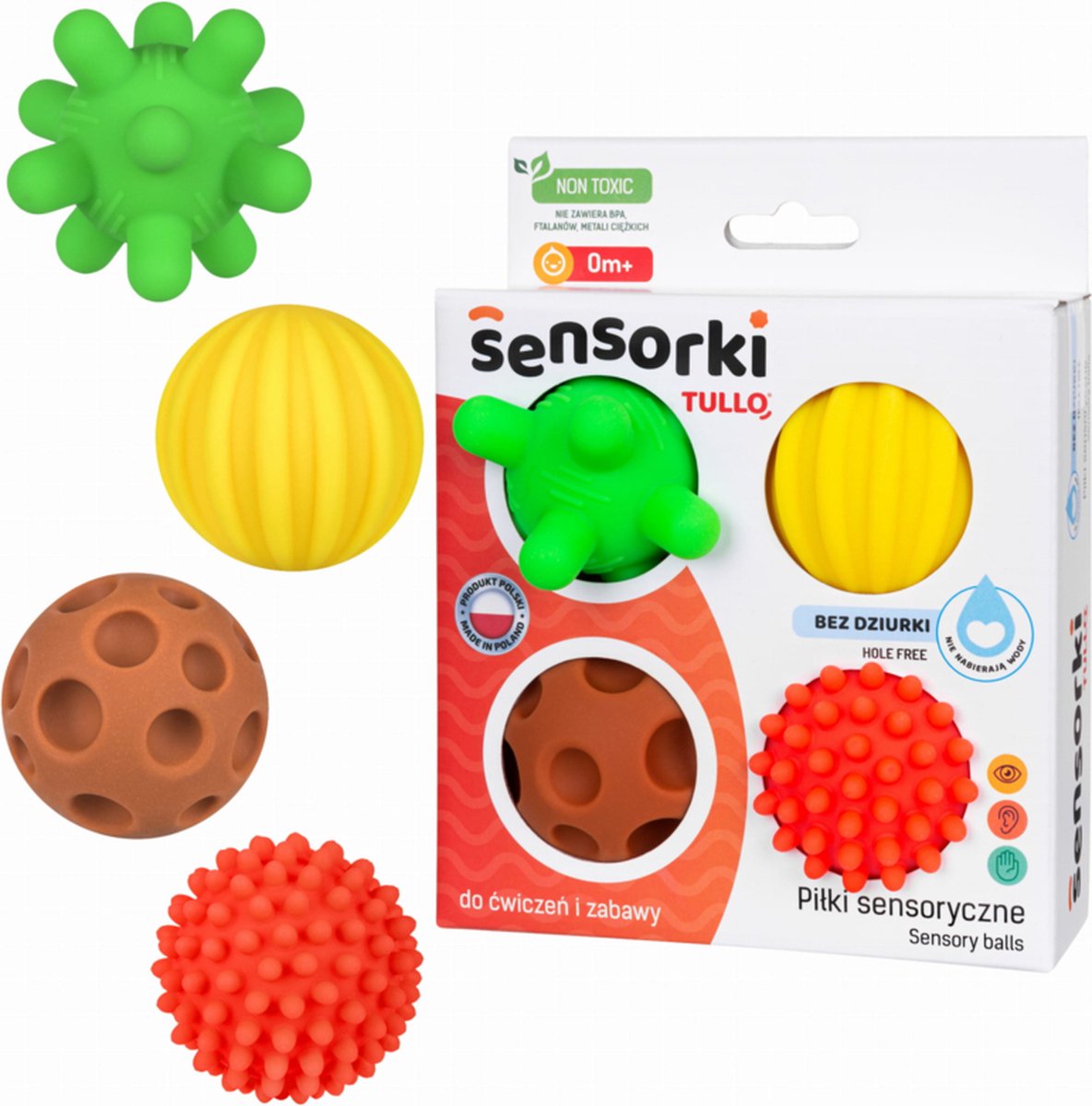tullo | bolas sensoriales | sin agujero | juego de 4 | 0m+ 0+ meses 0+ meses