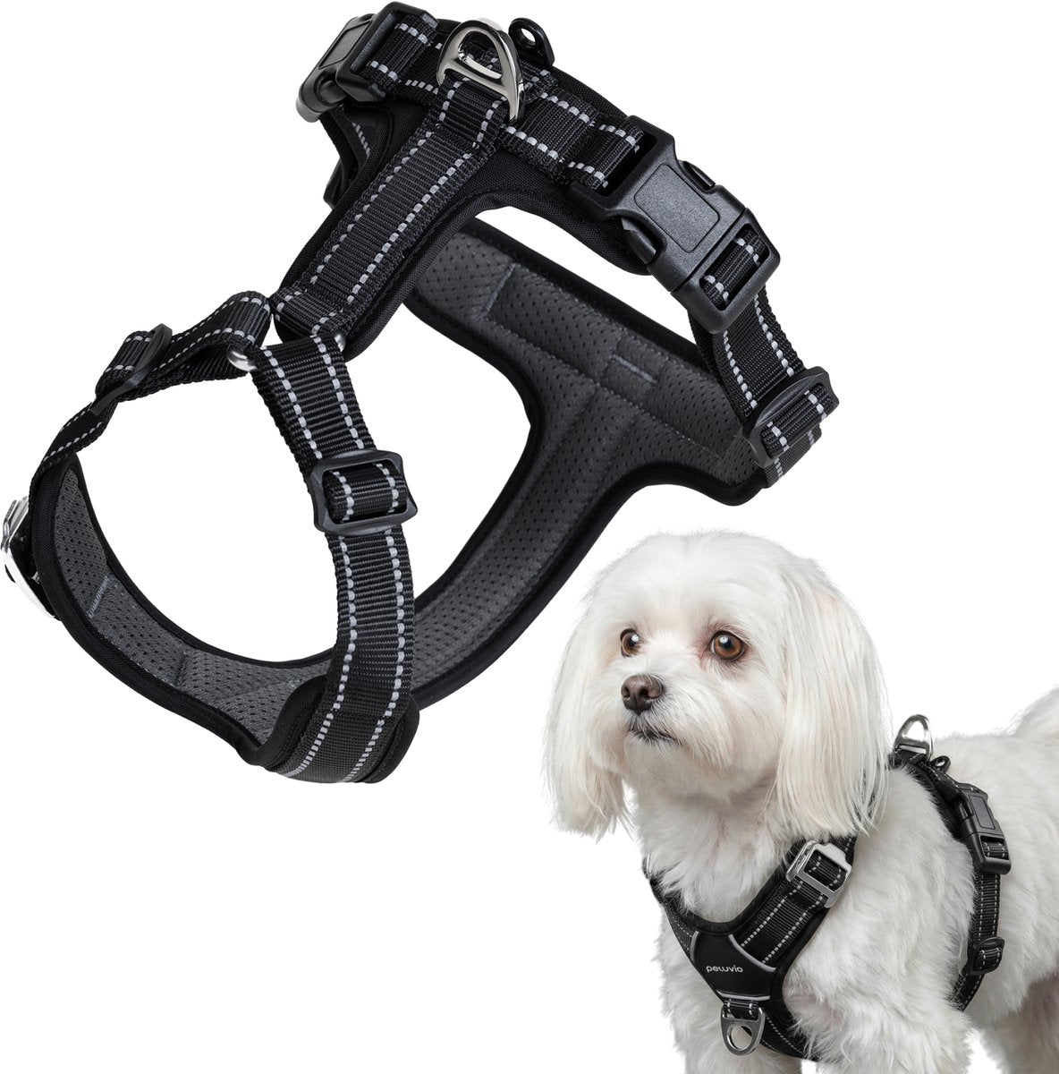 Peluvio mate - arnés para perros con reflejo - talla xs - nailon duradero - arnés protector ergonómico - hebillas antioxidantes - secado rápido resistente a la intemperie - control de comodidad para perros activos