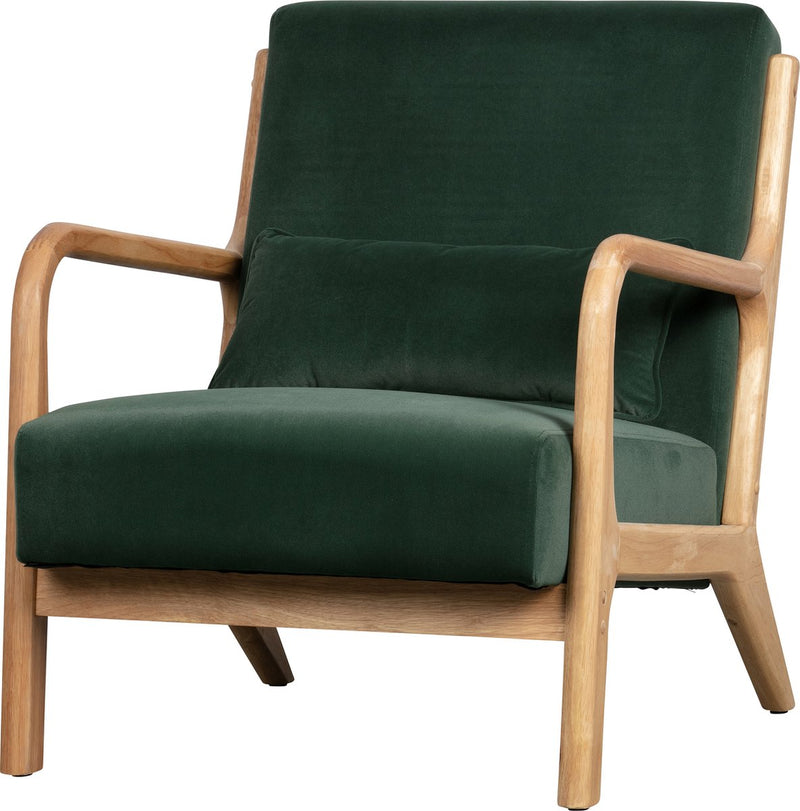 Poltrona Wood mark - velluto - verde bottiglia - 75x67x82
