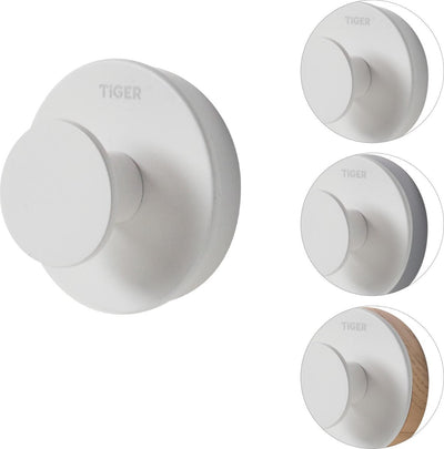 Tiger urban - gancio porta asciugamano grande (1x) - ø 5 cm - inclusi 2 anelli decorativi - bianco