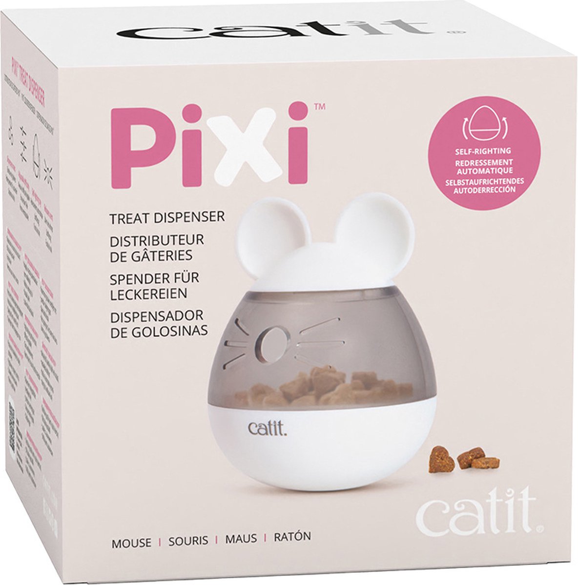 Catit - speelgoed voor dieren - kat - ca pixi treat dispenser mouse 8x8x10cm wit - 1st