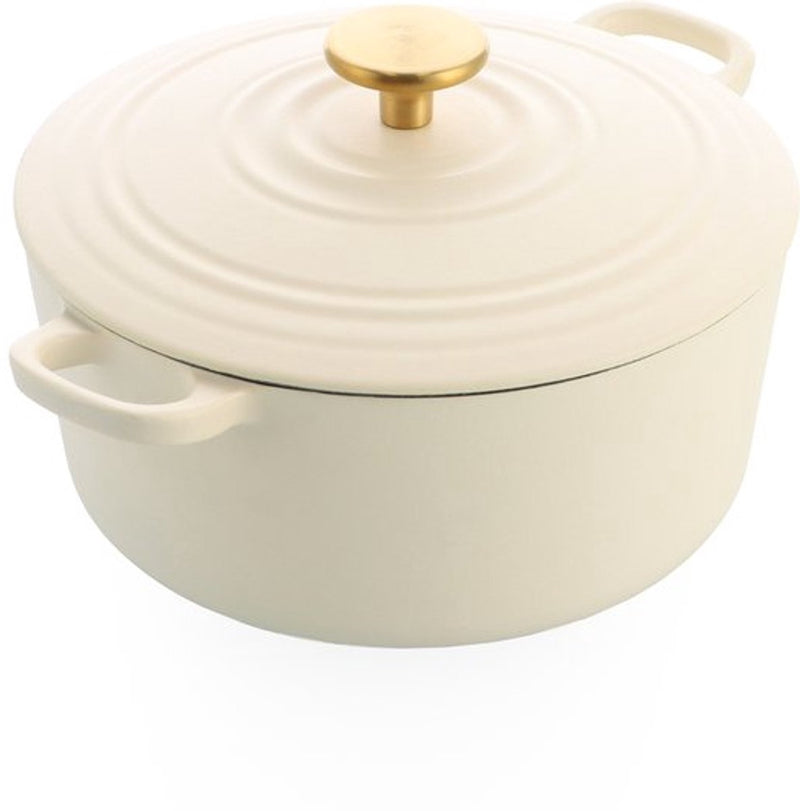 Casseruola in ghisa bordeaux Bk 24 cm 4,2 l - casseruola a induzione - casseruola in ghisa - utilizzabile in forno fino a 230 gradi - coperchio con anelli salvagoccia - interno smaltato bianco - bianco crema