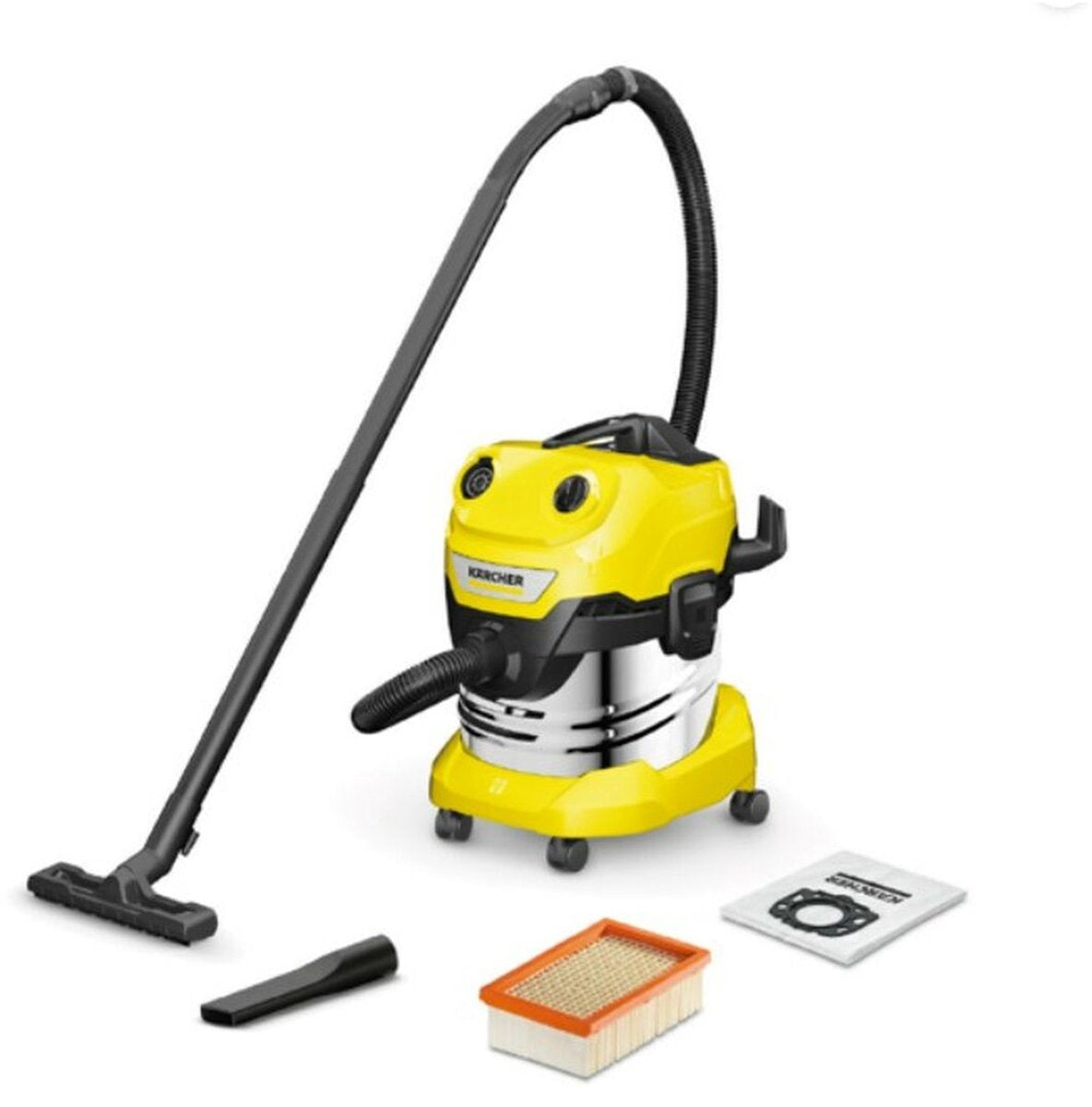Kärcher wd 4 s v-20 5 22 nat- en droogzuiger - 1000 w - 20 liter - rvs container - vlakfilter