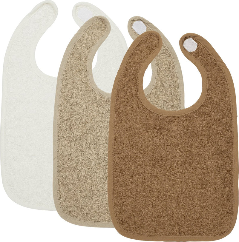 Baberos uni para bebé Meyco - pack de 3 - rizo - off-white sand toffee