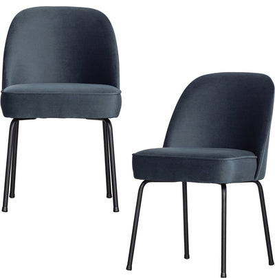 Sedie per sala da pranzo Wood Vogue - tessuto in velluto - verde acqua - set di 2