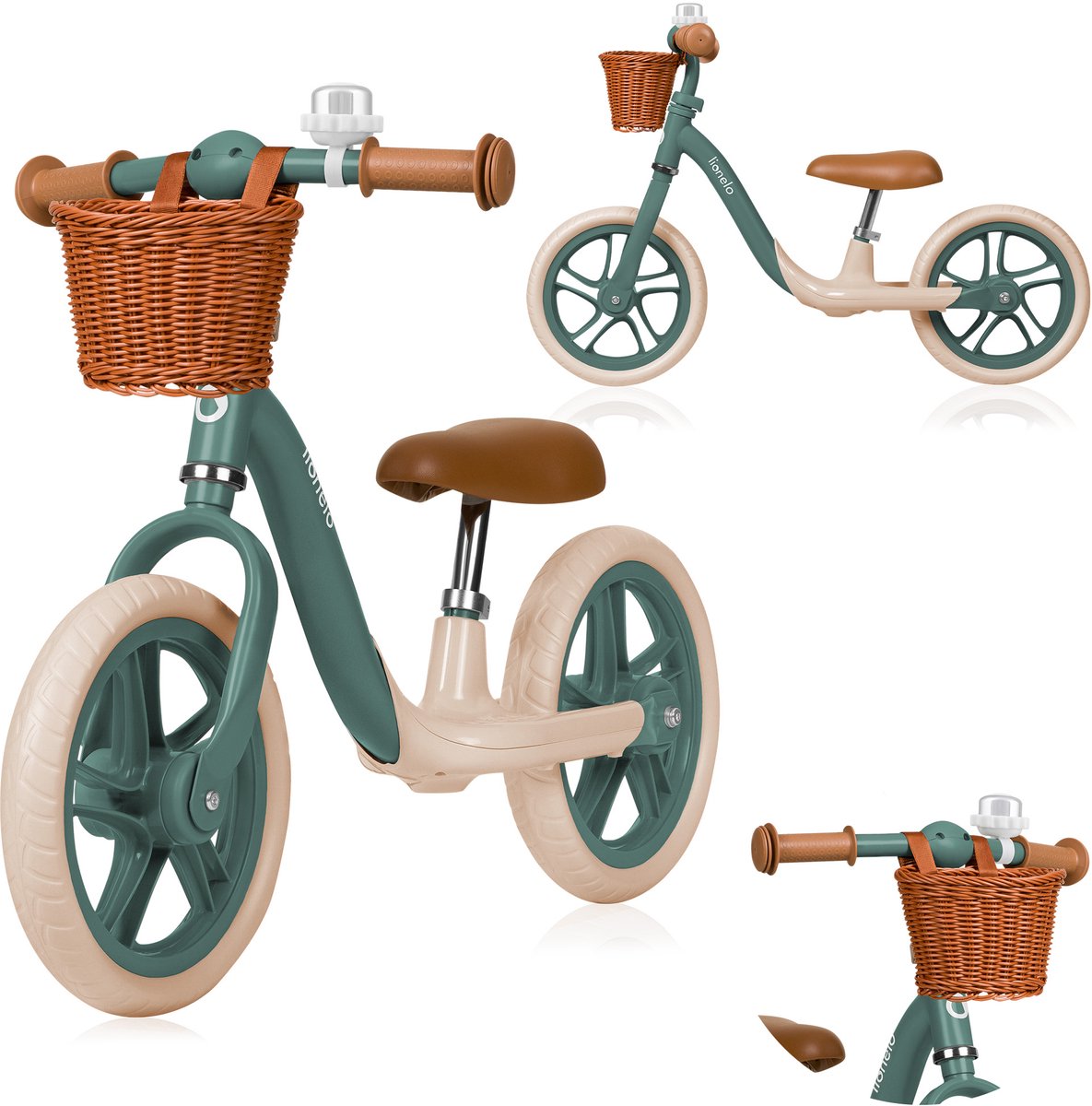 Lionelo alex plus – loopfiets vanaf 3 jaar – 12” lekvrije banden – verstelbaar zadel (30-35 cm) stuur (52-58 cm) – met voetensteun, mandje bel – 3,4 kg licht – stuurbegrenzer – antisliphandvatten – comfortabel zitting, baby fiets leren balanceren