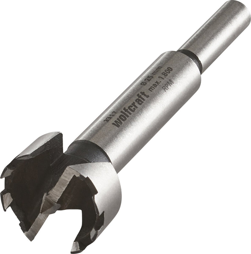 Wolfcraft - taladro para bisagras 25 mm - taladro forstner - taladro cilíndrico para madera - 3317000