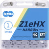 KMC Z1eHX Narrow EPT Extra Long 128 schakels E-bike Lock - 7.8mm Pin - Donker Zilver