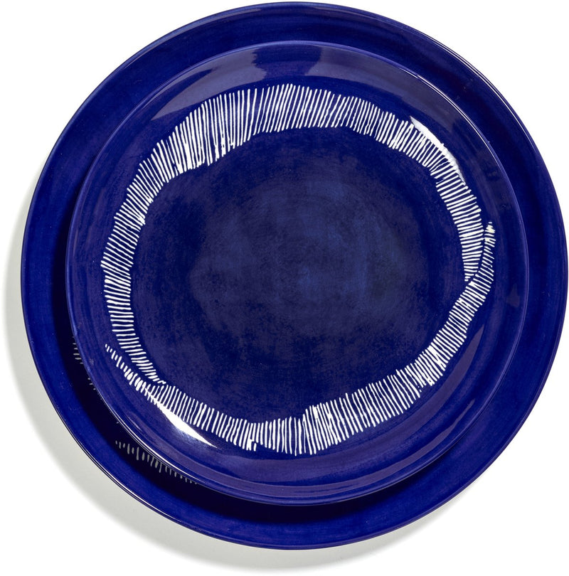 Serax - fiesta ottolenghi - plato m - azul oscuro blanco - 22 ø - 2 piezas