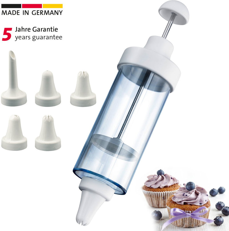 Siringa per decorazioni e guarnizioni Westmark, con 5 ugelli, capacità: 180 ml, plastica acciaio inossidabile, bianco trasparente, 31152260