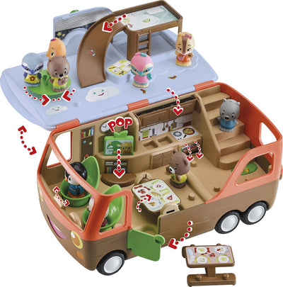 Klorofil play set il camper - giocattolo interattivo per bambini - casa delle bambole - incluso 1 personaggio della famiglia dei trichechi - da 18 mesi