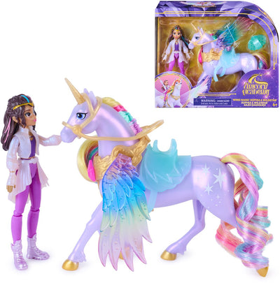Accademia degli unicorni - Sophia Wildstar con ali magiche - bambola mobile 11,4 cm e unicorno alato 12,7 cm - inclusi 4 accessori - bambola e giocattoli unicorno