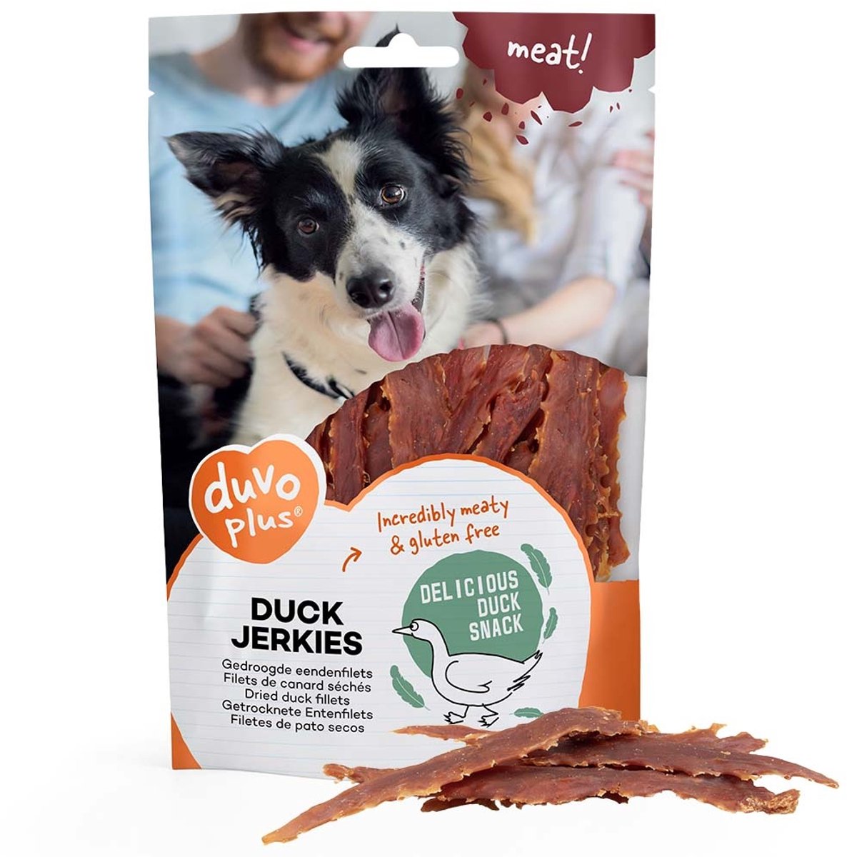Duvo plus carne! snack jerkies di anatra per cani 1kg