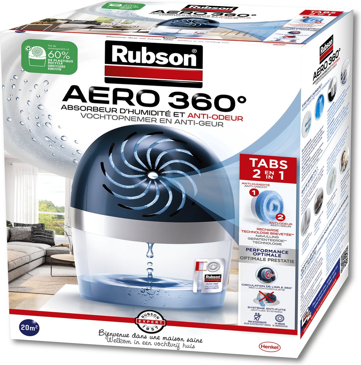 Rubson 1006727 - strofinare l'umidità aero360 450g | 1 pz
