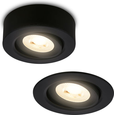 Briloner desi – faretto da superficie 2 in 1 – faretto da superficie o da incasso – inclinabile – luce bianca calda – nero – ø9 x 3 cm