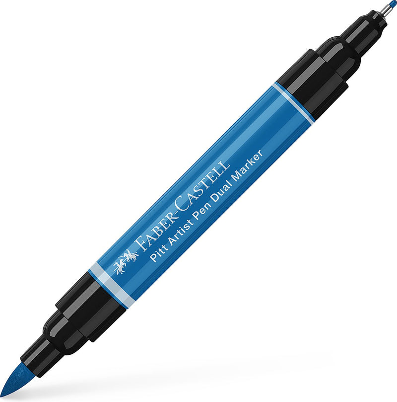 Pennarello da disegno Faber-castell - penna Pitt Artist - 110 blu ftalo - duomarkers - pennarello fronte-retro - fc-162110