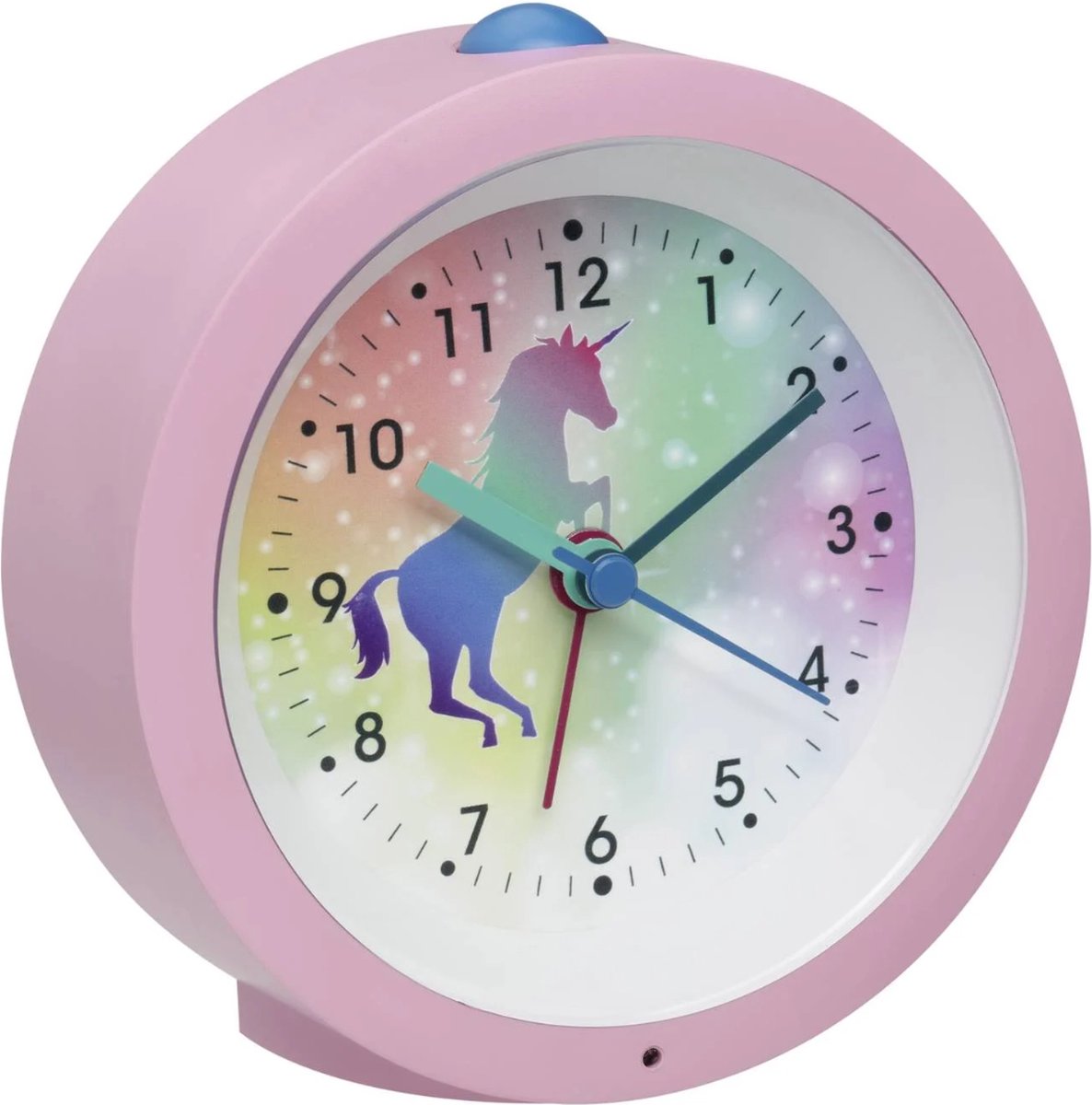 Tfa dostmann 60.1033.12 - kinderwekker - wekker - kinderen - einhorn - eenhoorn - analoog - rustig loopwerk - sluipende secondwijzer - snooze - zachte permanente nachtverlichting - schermverlichting - kunststof - roze - multikleur
