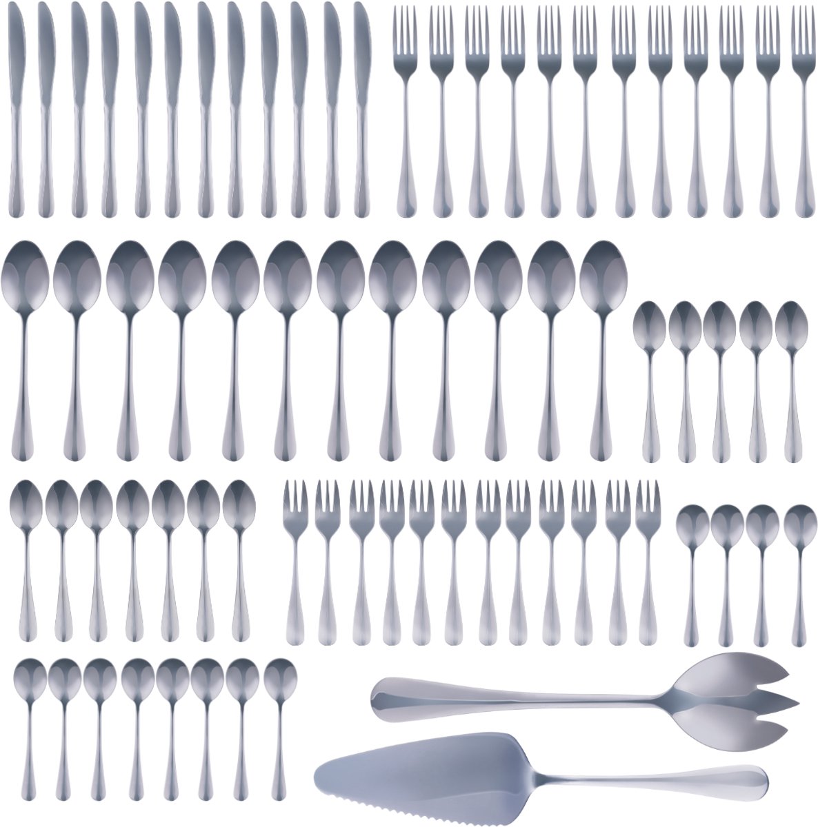 Servizio posate Alpina 75 pezzi per 12 persone – set posate inox – coltelli forchette cucchiai cucchiaini cucchiai caffè forchette dolce cucchiai zuppa – stoviglie complete