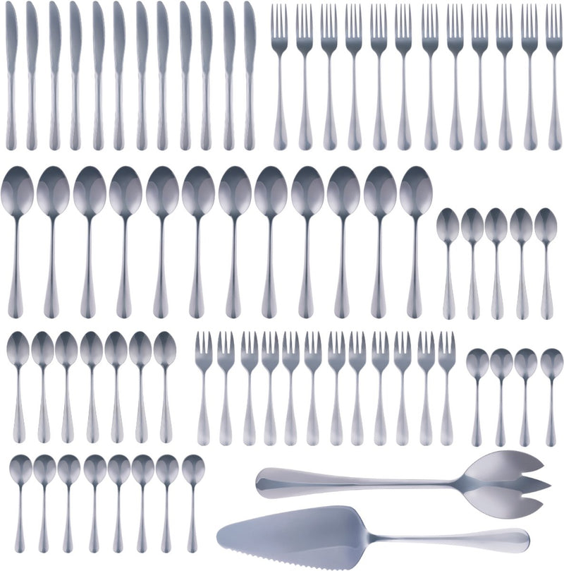Servizio posate Alpina 75 pezzi per 12 persone – set posate inox – coltelli forchette cucchiai cucchiaini cucchiai caffè forchette dolce cucchiai zuppa – stoviglie complete