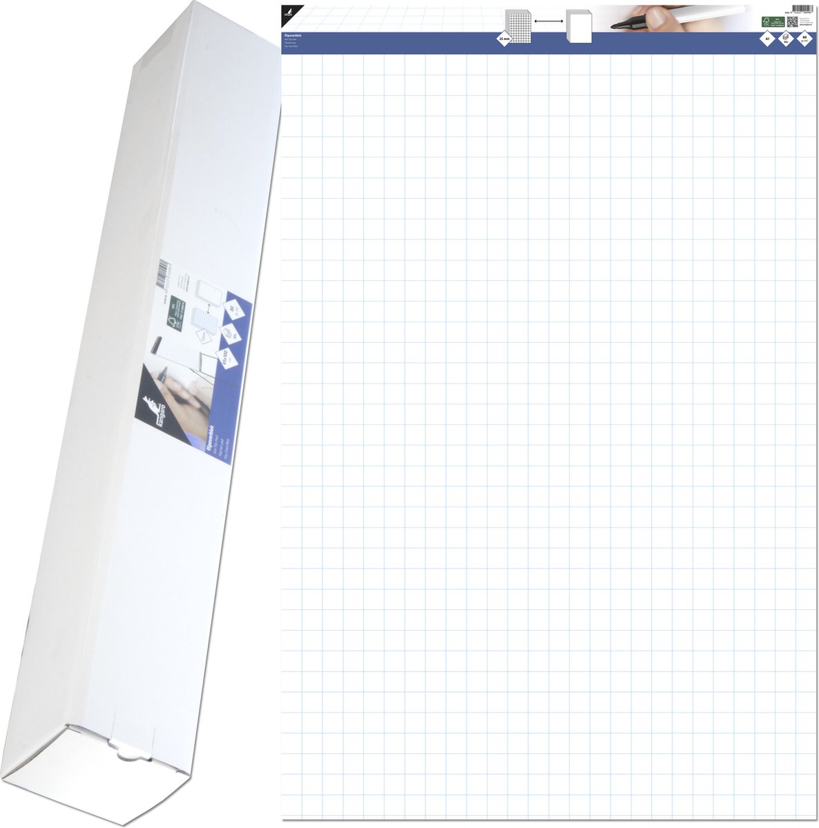 Kangaro flipoverpapier - blanco ruit - 65 x 100 cm