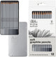 Winsor Newton 0490007 Set di matite di grafite professionali x12 – Matite morbide per schizzi Matite da disegno da H a M 9B in scatola di metallo