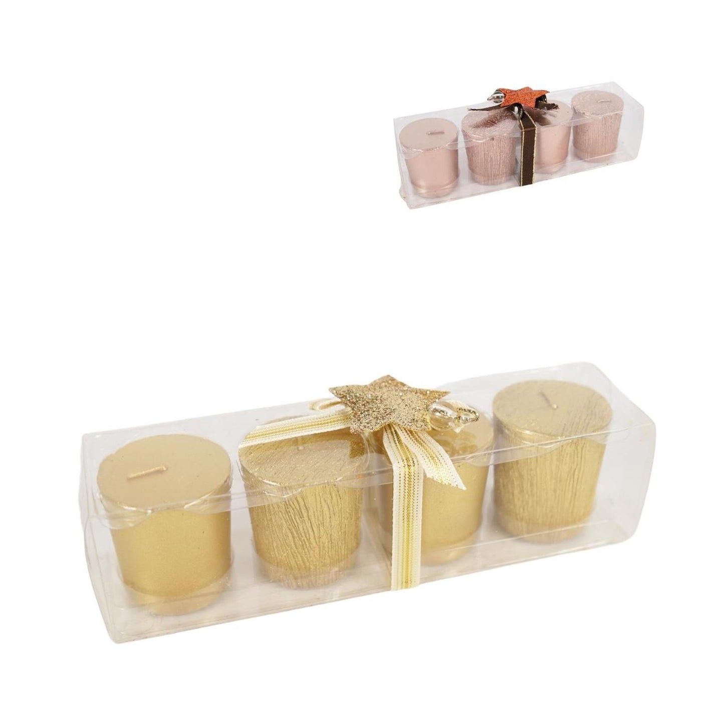 Candele glitter metallici 5 cm set da 4