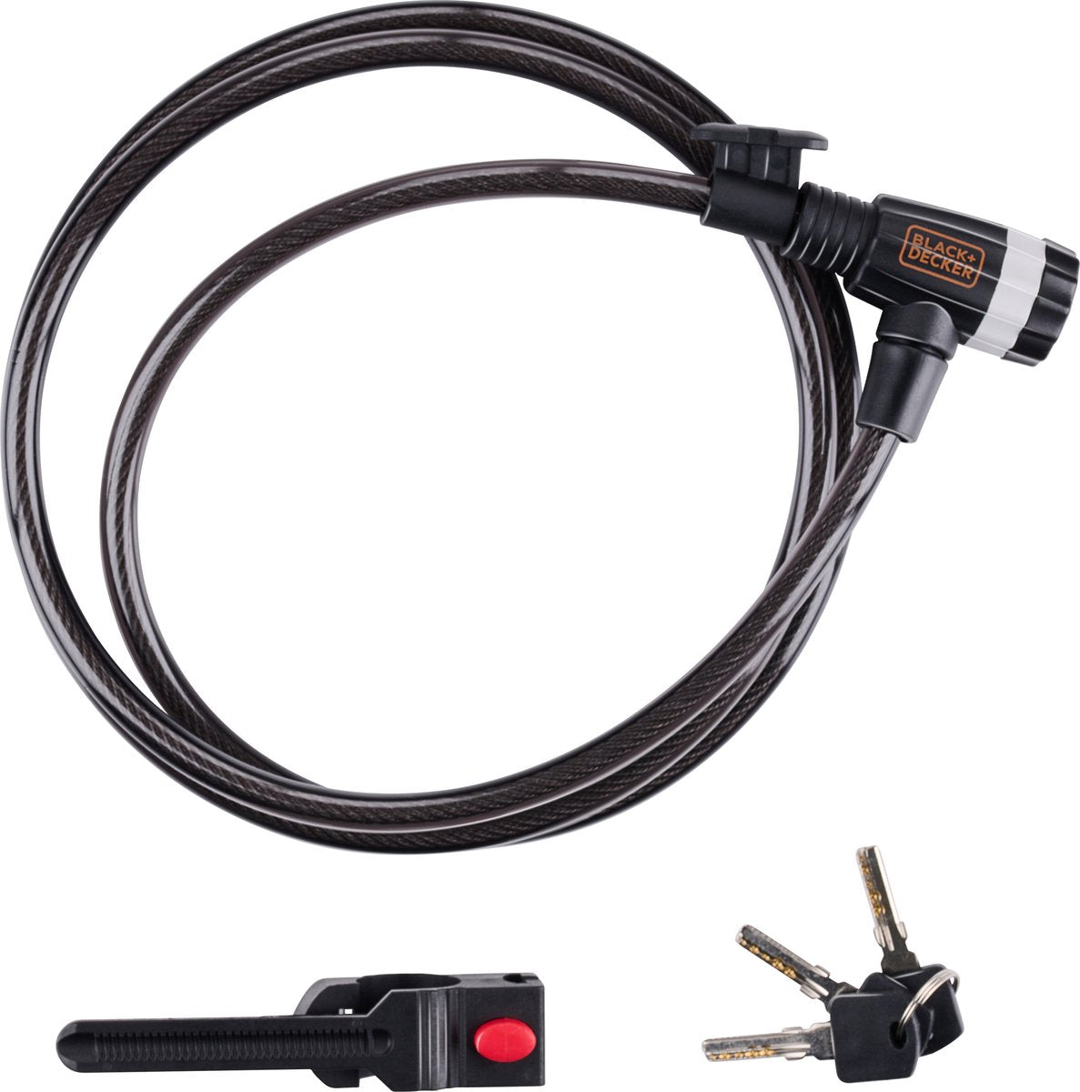 Lucchetto a cavo Black+decker bxchbl7002 - lucchetto per bicicletta - adatto per bicicletta, moto e scooter - lunghezza 180 cm - temperature fino a -20ºC - nero