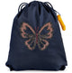 Pietre e ossa nocciola 4.0 - borsa da palestra - borsa da nuoto - materiale impermeabile - farfalla glitterata - blu scuro