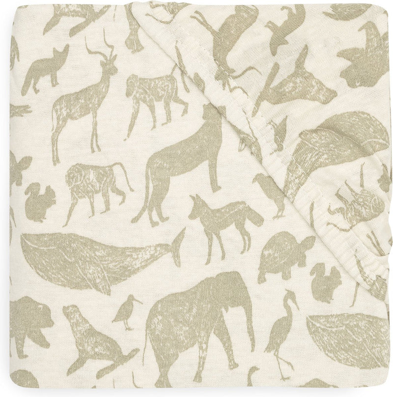 Jollein - sábana bajera jersey 40 50x80 90cm - cuna, cama, cuna - animales - verde oliva