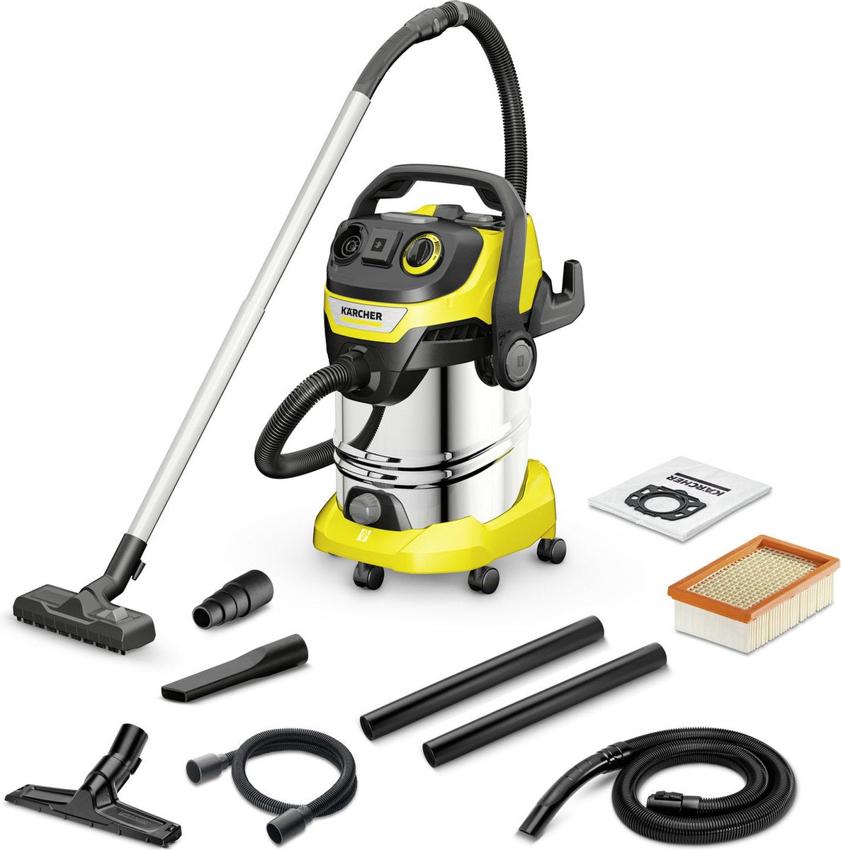 Kärcher wd 6 p s v-308 22 t renovation - 1300 w - 30 liters - renovation set - integrated socket - stainless steel suction pipes - drain screw - stainless steel container - flat filter