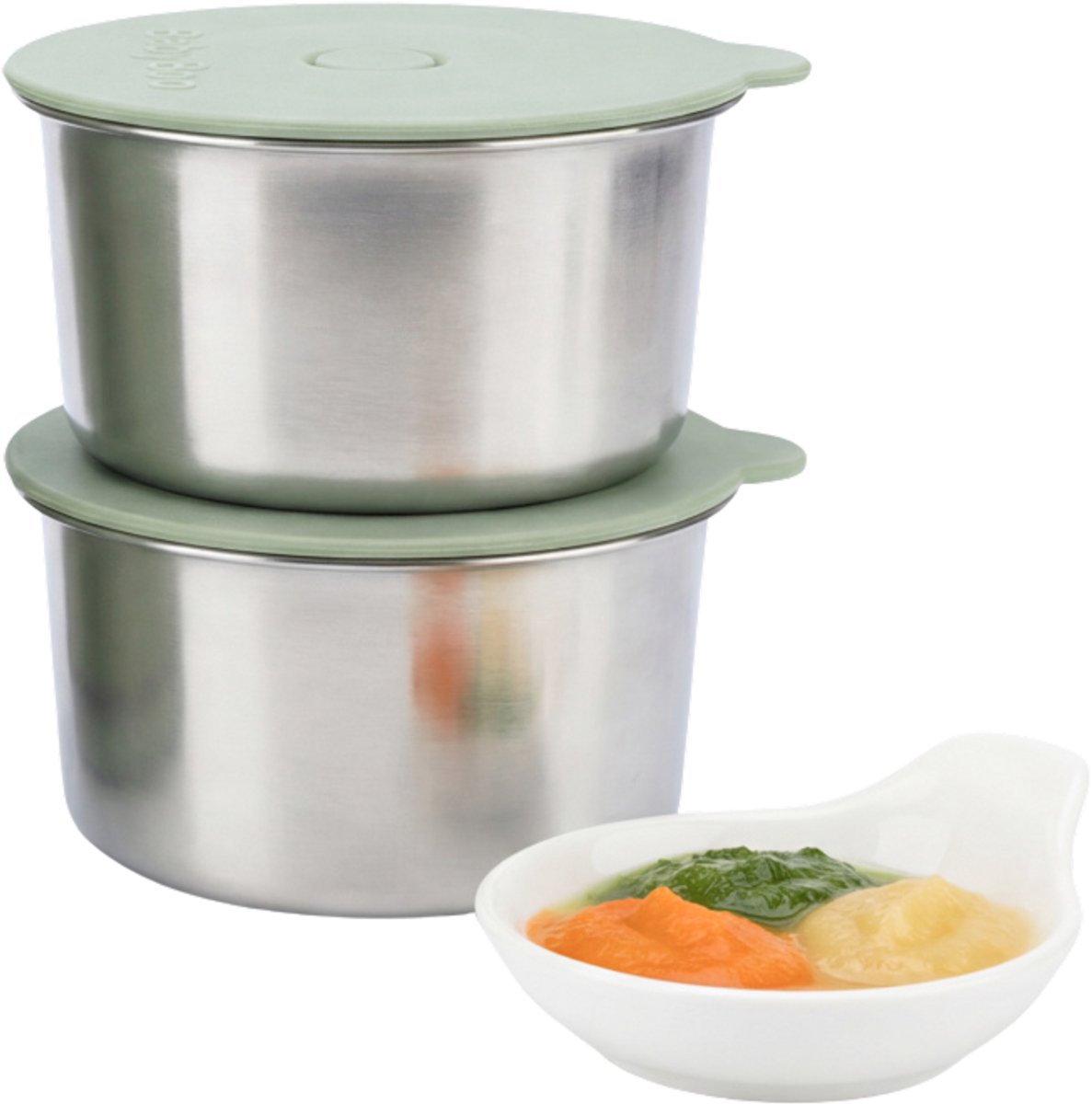 Faitron babyboo inner dish set - accessories for babyboo food warmer - interchangeable inner containers - BPA-free material - set of bowls - green