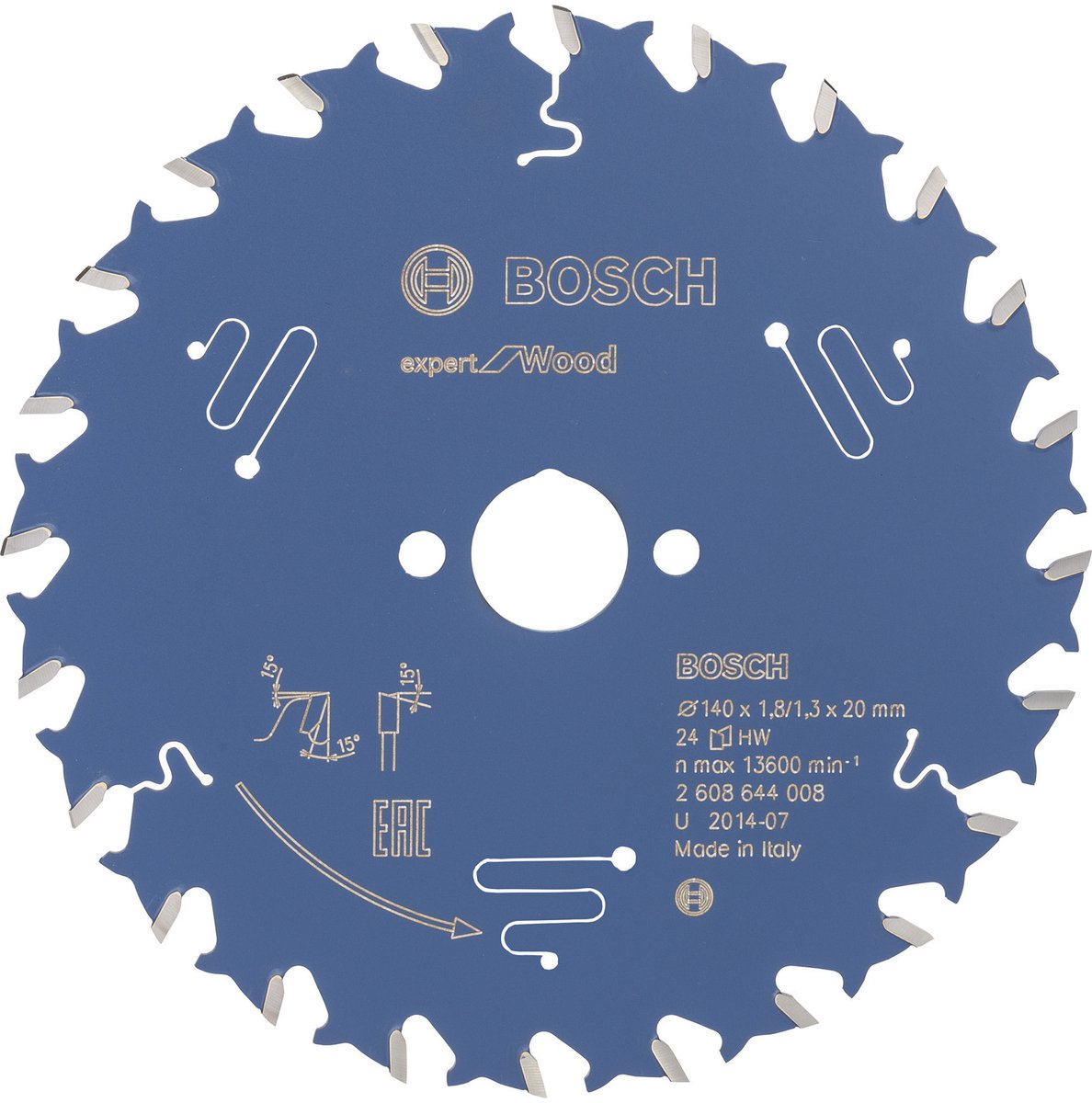 Accesorios Bosch hoja de sierra circular expert para madera 140x20x1,8 1,3x24 t - 2608644008