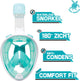 Sea turtle snorkelmasker - snorkel - duikbril - snorkelset - full face masker - volwassenen - wit turquoise - s m
