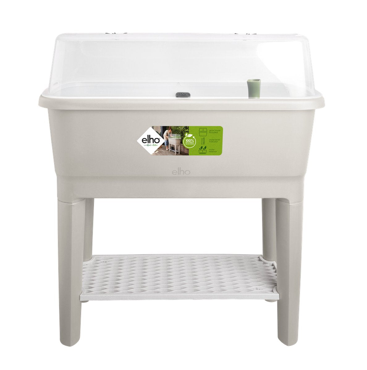 Elho noa kweektafel 80 - kweekbak op poten met deksel - waterreservoir - ø 78.5 x h 34.2 cm - warm grijs