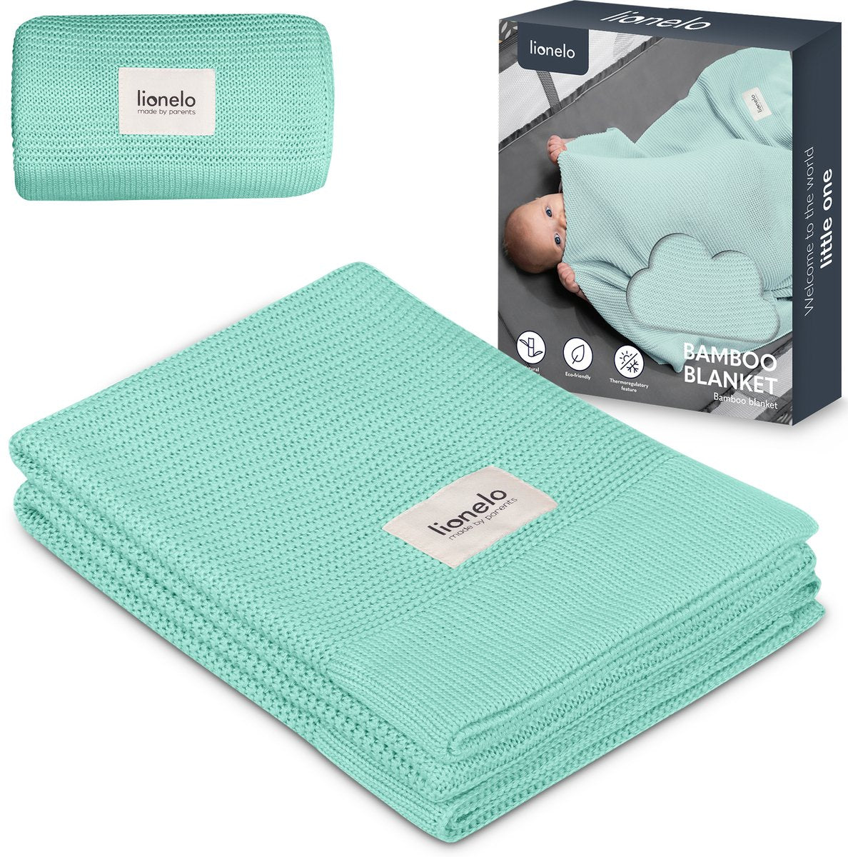 Manta de bambú Lionelo - manta de bebé de lujo - hipoalergénica - antibacteriana - antifúngica - 100% algodón de bambú - termorreguladora - suave transpirable - sostenible - lavable - desde el nacimiento - 100×75 cm